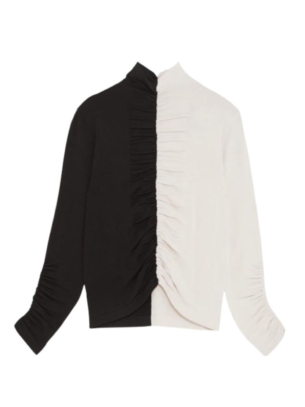 ZARA KNIT Half & Half Black & Cream Top Long Sleeve
